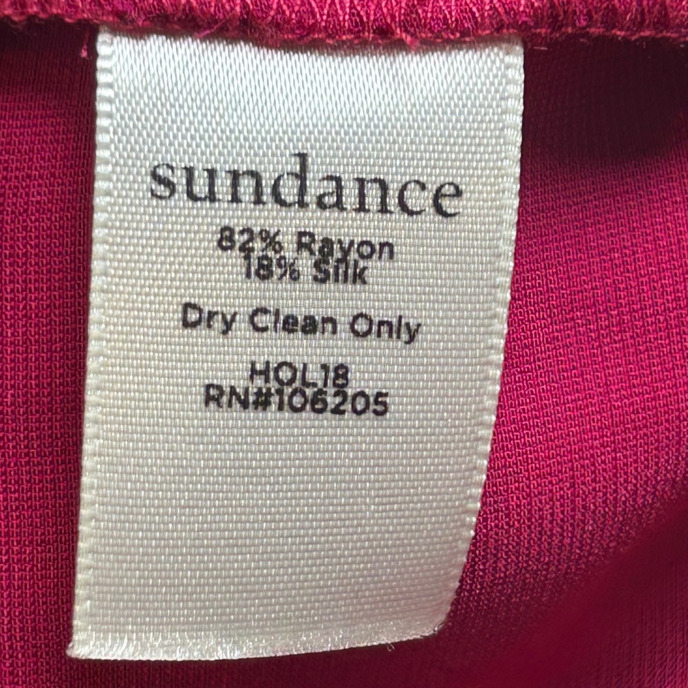 Sundance Women Velvet Collared Tunic Red Silk Blend V-Neck Long Sleeve L - Picture 7 of 7